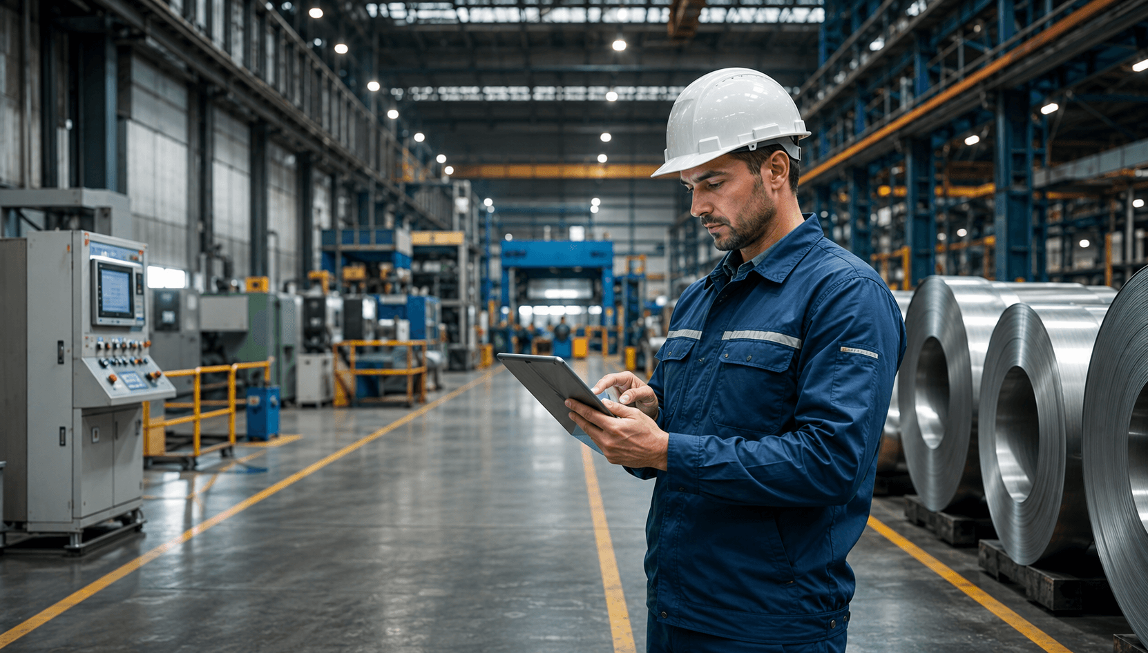 Operador industrial acompanhando produção no M3R